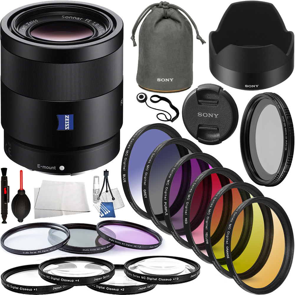Sony Sonnar T* FE 55mm f/1.8 ZA Lens Pro Bundle