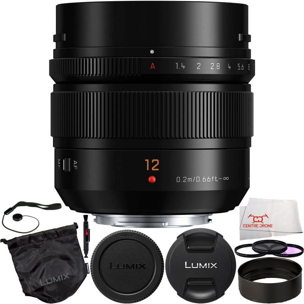 Panasonic Leica DG Summilux 12mm f/1.4 ASPH. Lens 11PC Bundle. Includes Manufacturer Accessories + 3PC Filter Kit (UV-CPL-FLD) + Lens Pen + Cap Keeper + Microfiber Cleaning Cloth