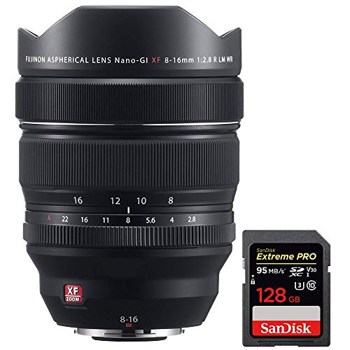 Fujifilm XF 8-16mm F2.8 R LM WR Lens with Sandisk Extreme PRO SDXC 128GB UHS-1 Memory Card