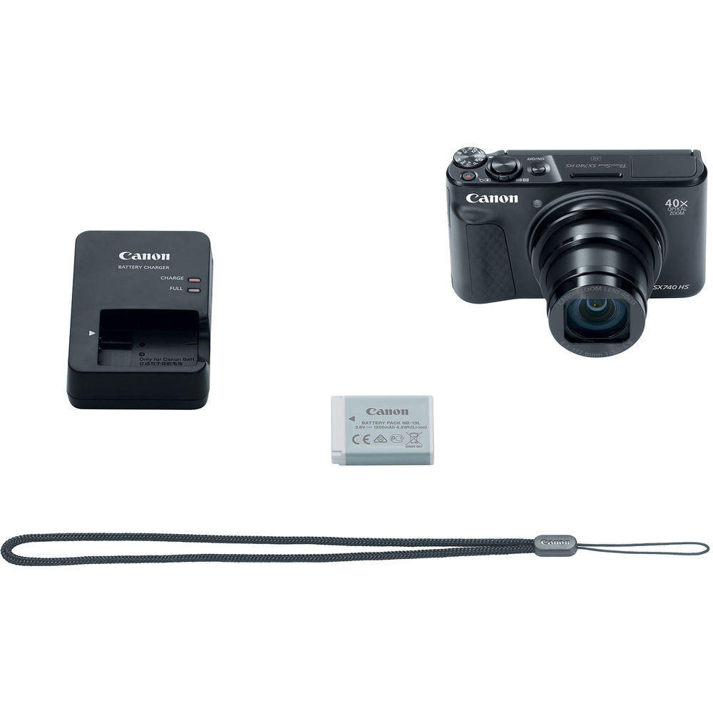 Canon PowerShot SX740 HS Digital Camera (Black) 4PC Bundle - Includes 16GB SD Memory Card + Point & Shoot Case + Microfiber Cleaning Cloth