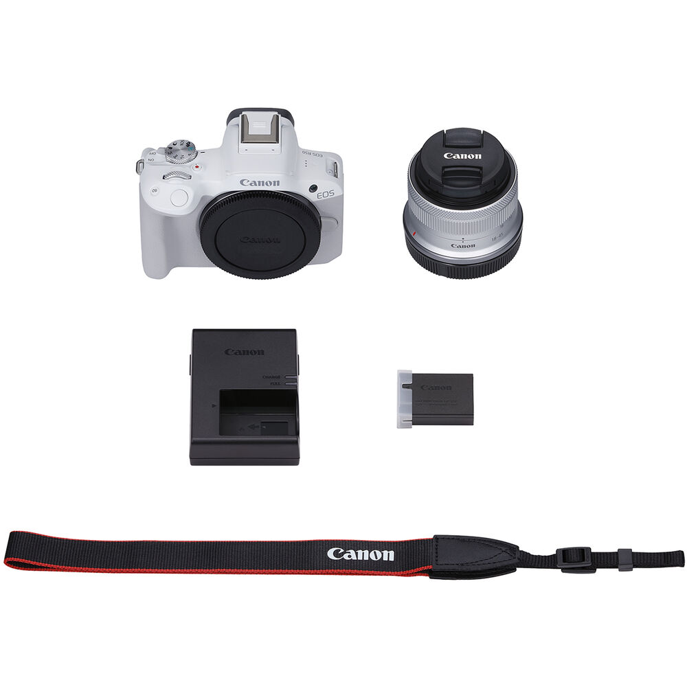 Canon EOS R50 Mirrorless Camera with 18-45mm Lens (White)