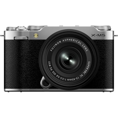 FUJIFILM X-M5 Mirrorless Camera with XC 15-45mm f/3.5-5.6 Lens (Silver) Bundle