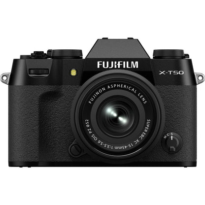 FUJIFILM X-T50 Mirrorless Camera with XC 15-45mm f/3.5-5.6 Lens (Black) Starter Bundle