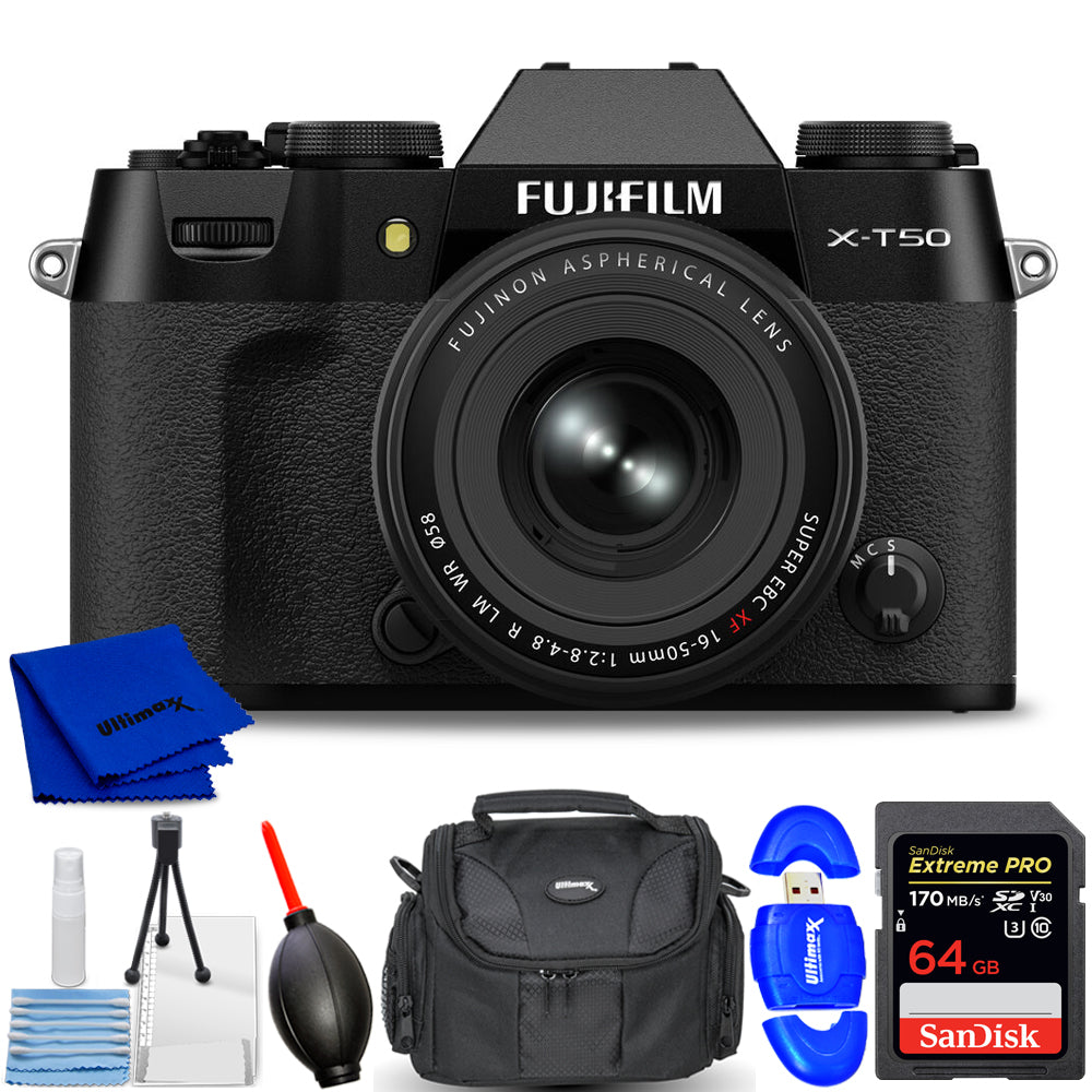 FUJIFILM X-T50 Mirrorless Camera with XF 16-50mm f/2.8-4.8 Lens (Black) Starter Bundle