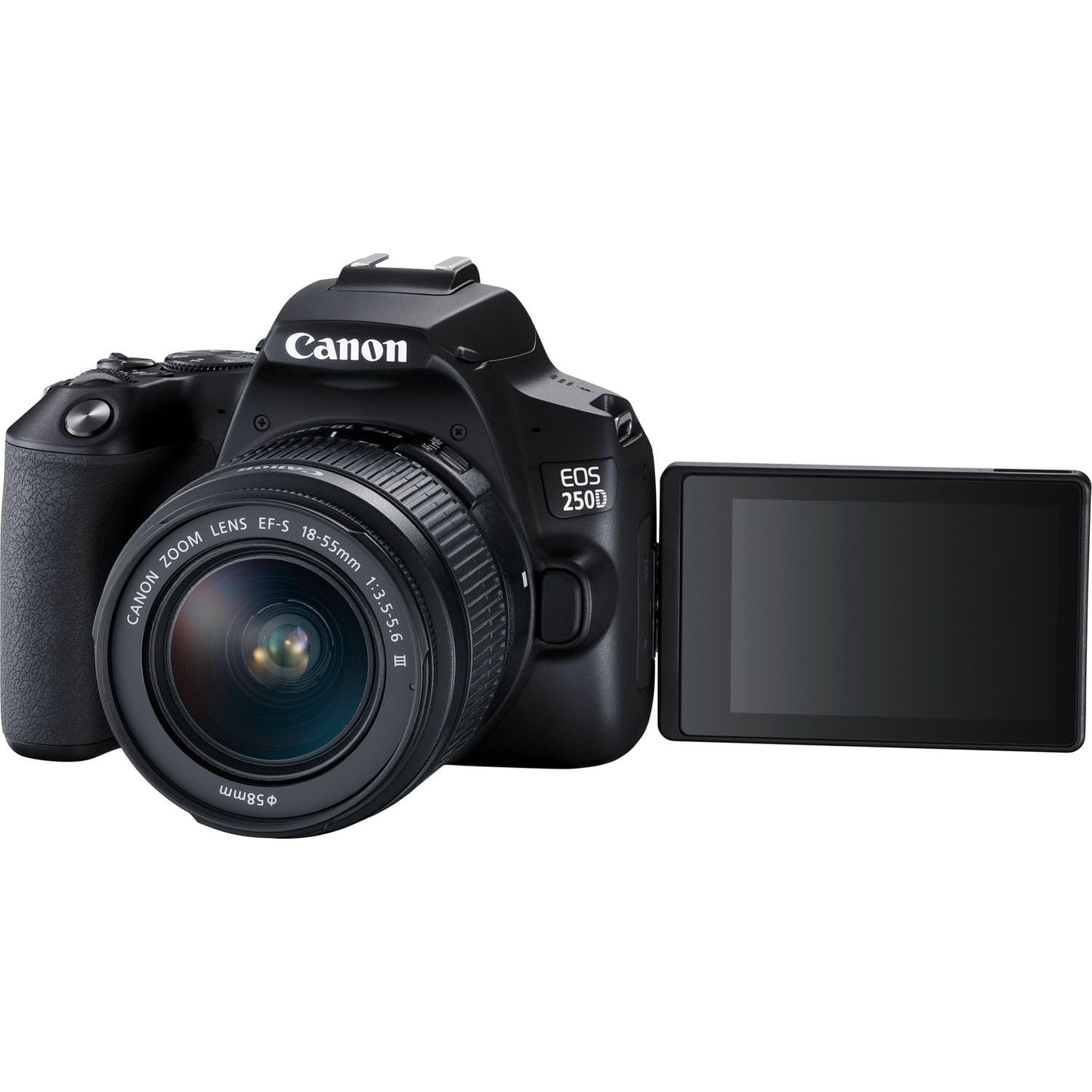 SSE Canon EOS 250D (Rebel SL3) with EF-S 18-55mm f3.5-5.6 III Lens & Starter Accessory Bundle Include: SanDisk Ultra 64GB SDXC, Digital Flash, Extended Life Replacement Battery, Water Resistant Gadget
