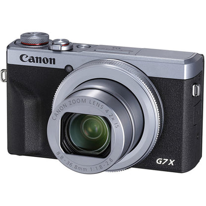 Canon PowerShot G7 X Mark III Digital Camera (Silver) with LED Video Light + Two Extra Batteries + 64GB Memory Card + Tripod + Case & More