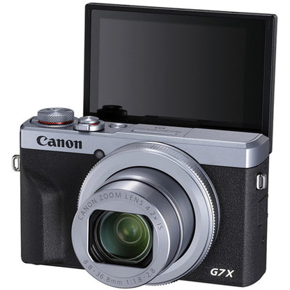 Canon PowerShot G7 X Mark III Digital Camera (Silver) with LED Video Light + Two Extra Batteries + 64GB Memory Card + Tripod + Case & More