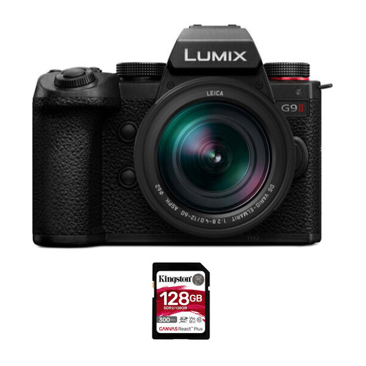 Panasonic Lumix G9 II 25.2MP Digital Mirrorless Camera 12-60mm Lens Kit with Phase Hybrid Autofocus Bundle with 128GB SDXC UHS-II SD Card (2 Items)