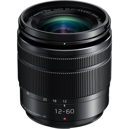 Panasonic Lumix G Vario H-FS12060 12-60mm f/3.5-5.6 ASPH. Power O.I.S. Lens + 58mm 3 Piece Filter Kit + Professional 160 LED Video Light Studio Series + Fibercloth Bundle