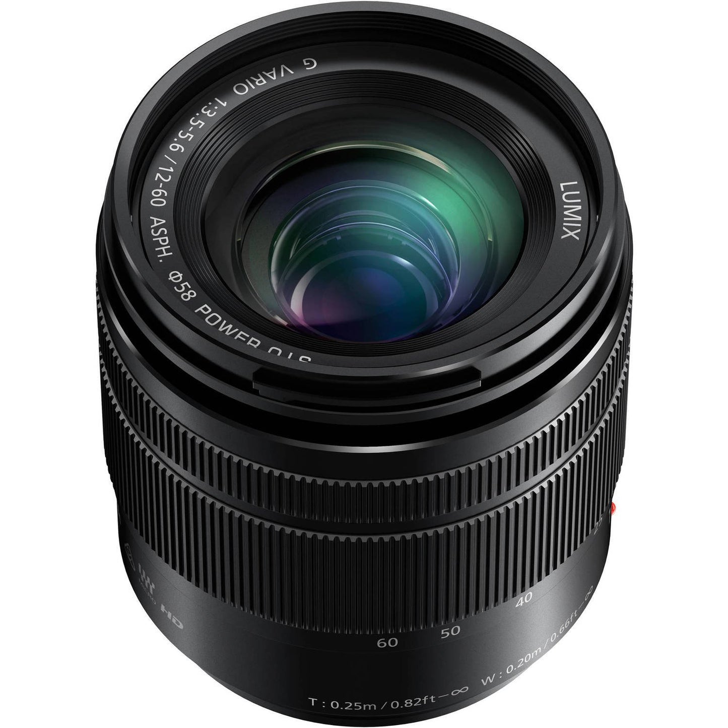 Panasonic Lumix G Vario H-FS12060 12-60mm f/3.5-5.6 ASPH. Power O.I.S. Lens + 58mm 3 Piece Filter Kit + Professional 160 LED Video Light Studio Series + Fibercloth Bundle