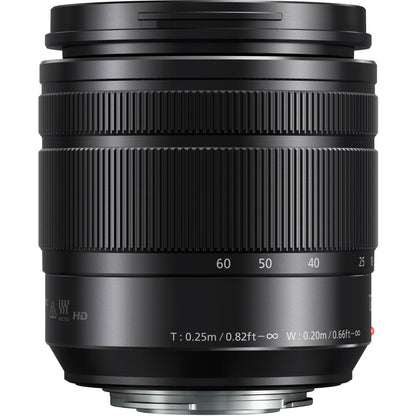 Panasonic Lumix G Vario H-FS12060 12-60mm f/3.5-5.6 ASPH. Power O.I.S. Lens + 58mm 3 Piece Filter Kit + Professional 160 LED Video Light Studio Series + Fibercloth Bundle