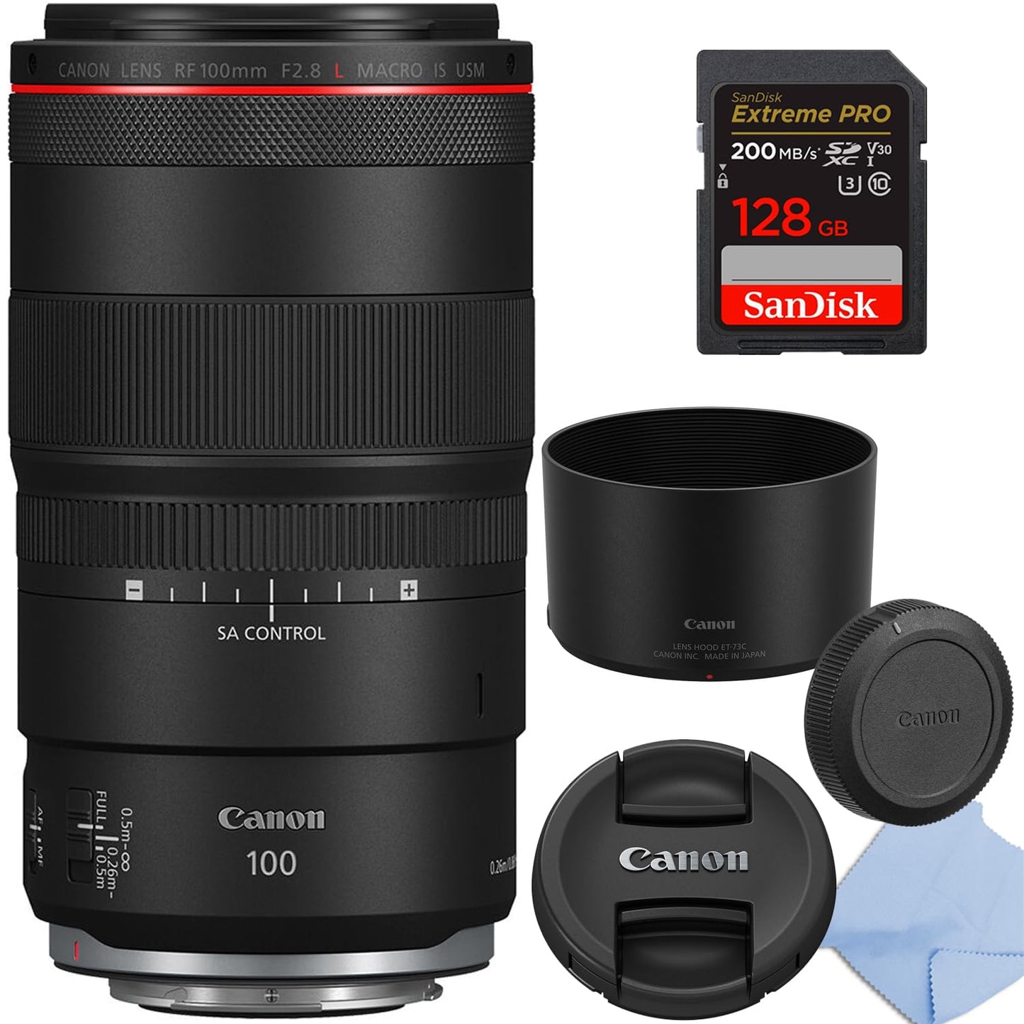 Canon RF 100mm f/2.8 L Macro is USM Telephoto Macro Lens with 128 Extreme Memory Card