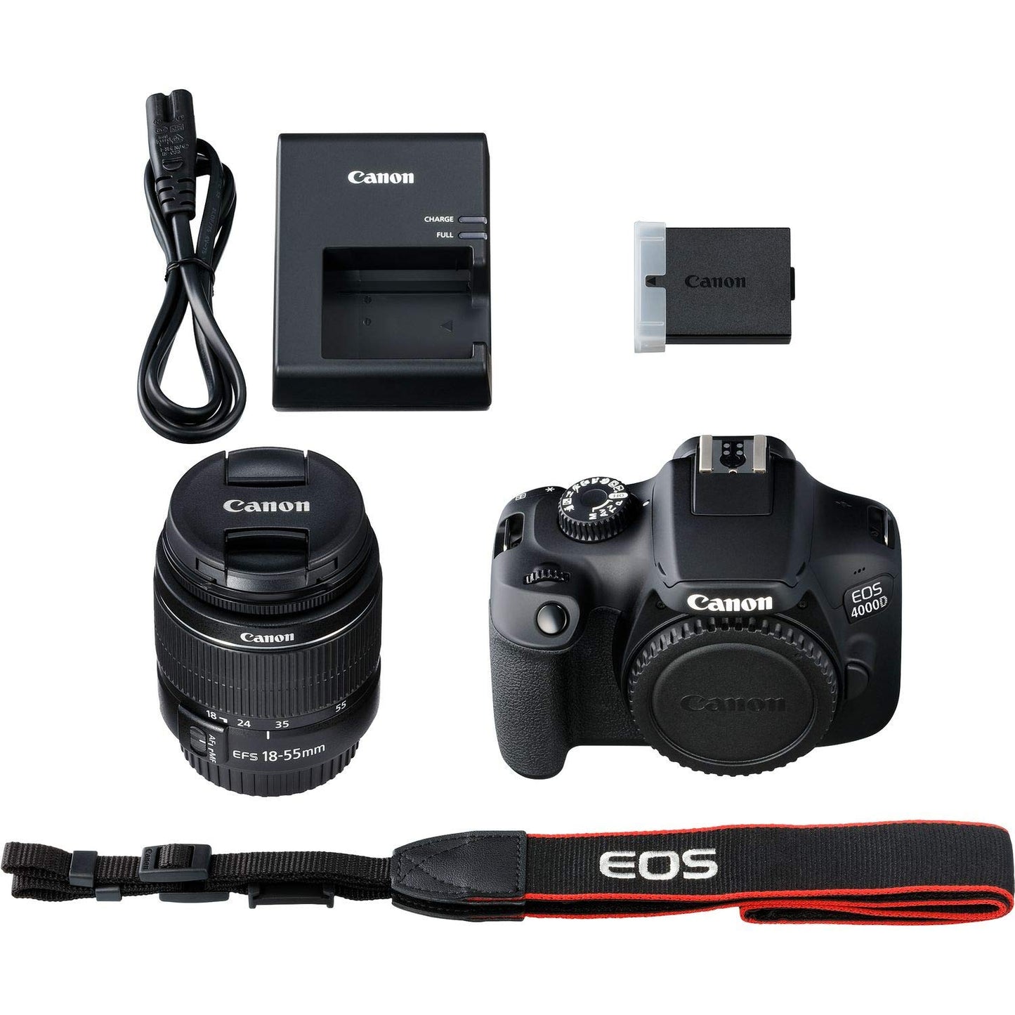 Canon EOS 4000D DSLR Camera with EF-S 18-55mm III Lens & EF 75-300mm III Lens Basic Bundle - Includes: Free Promotional Extended Life LPE10 Replacement Battery (1600mAh) & 2x Universal Lens Cap Keeper