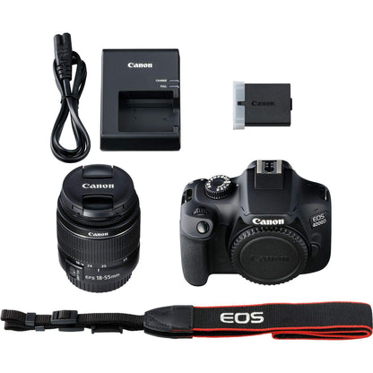 Canon EOS 4000D DSLR Camera with EF-S 18-55mm III Lens & EF 75-300mm III Lens Basic Bundle - Includes: Free Promotional Extended Life LPE10 Replacement Battery (1600mAh) & 2x Universal Lens Cap Keeper