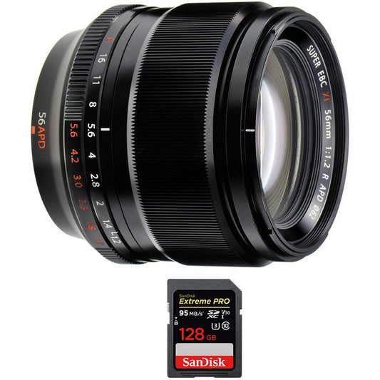 Fujifilm XF 56mm f/1.2 R APD Lens (16443058) Sandisk Extreme Pro SDXC 128GB UHS-1 Memory Card