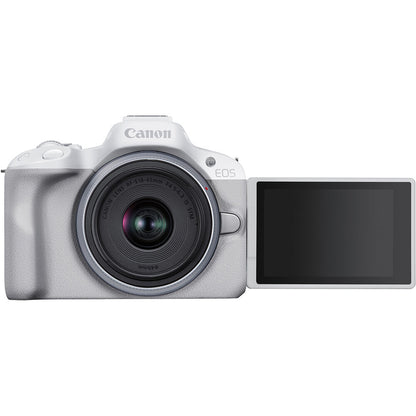 Canon EOS R50 Mirrorless Camera w/ 18-45mm and 55-210mm Lenses (White)