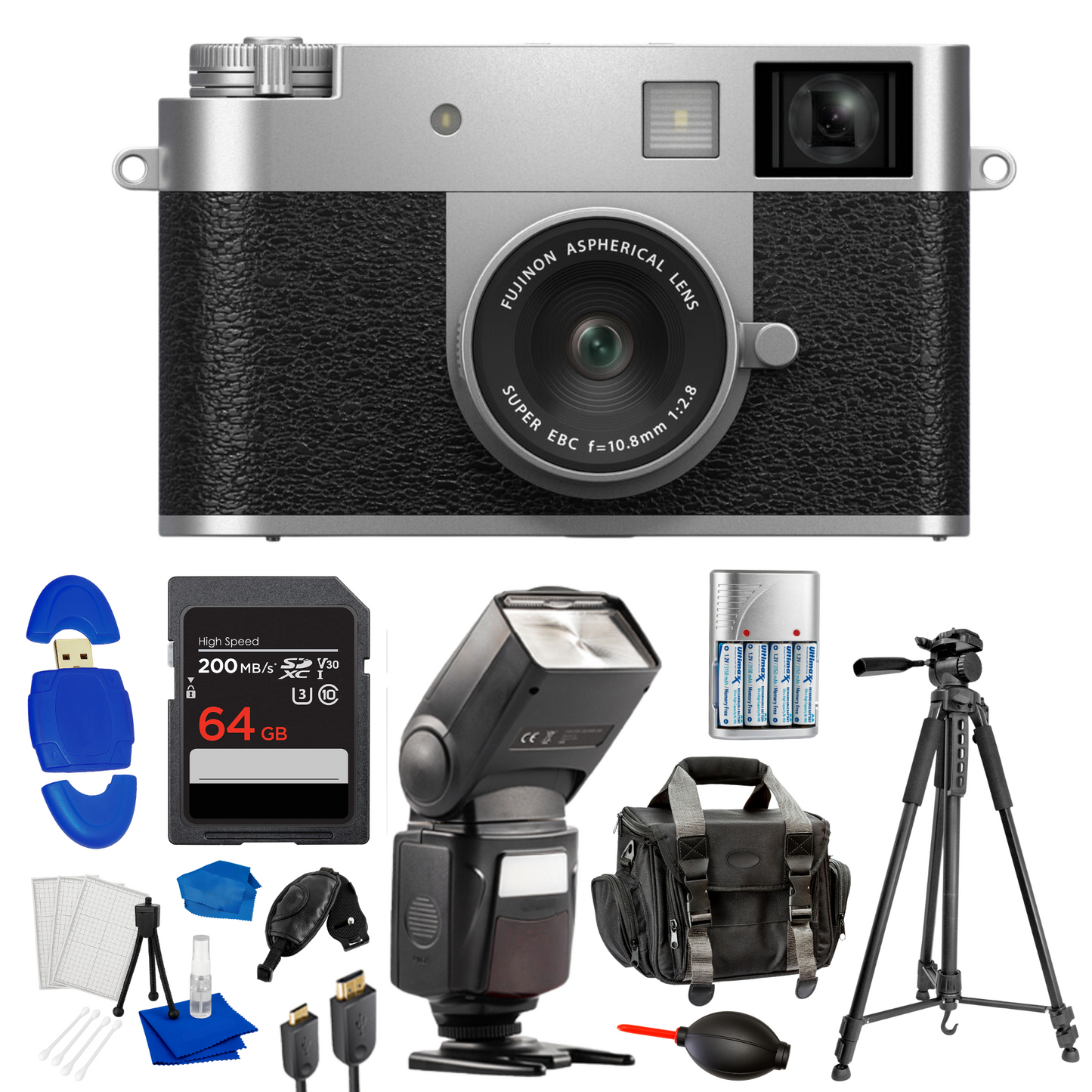FUJIFILM X half Digital Camera (Silver) Bundle