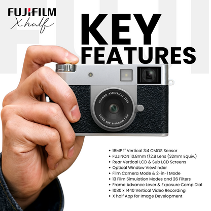 FUJIFILM X half Digital Camera (Silver) Bundle