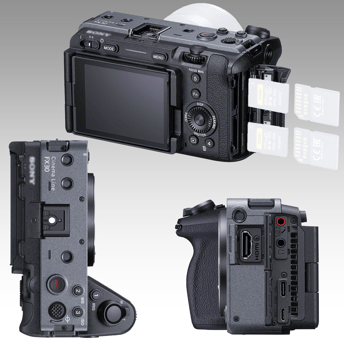 Sony FX30 Digital Cinema Camera (Body Only) Advanced Bundle - Includes: 2x 128GB Extreme Memory Cards, LED Light Kit, 2x Spare Batteries & More (24pc Bundle)