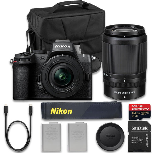 Canon Nikon Z50 II Mirrorless Camera with NIKKOR Z DX 16-50mm f/3.5-6.3 VR + Z DX 50-250mm f/4.5-6.3 VR Lens + SanDisk Extreme Pro 64GB + Extra Battery and More (15pc Bundle) (Renewed)