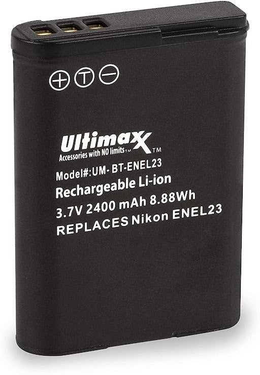 2-Pack Intelligent Li-Ion Replacement Batteries for Nikon EN-EL23 2400mAh Each for Nikon Coolpix P600, P610, P900, S810c Digital Cameras, Rapid Home & Travel Charger, Microfiber Cleaning Cloth