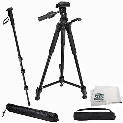 SSE 72INTRIMON Professional Tripod 3 Way Pan Head Tilt Motion with Built in Bubble Level and Monopod for Canon/Nikon/Sony/Pentax/Sigma/Fuji/Olympus/Panasonic/JVC/Samsung Cameras Plus Camcorders
