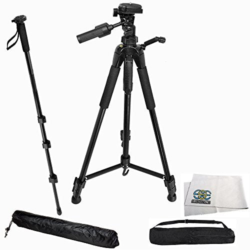 SSE 72INTRIMON Professional Tripod 3 Way Pan Head Tilt Motion with Built in Bubble Level and Monopod for Canon/Nikon/Sony/Pentax/Sigma/Fuji/Olympus/Panasonic/JVC/Samsung Cameras Plus Camcorders