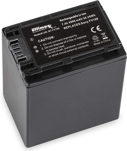 ULTIMAXX Travel Charger + 2x Replacement Battery for Sony FV100 - 4900 mah