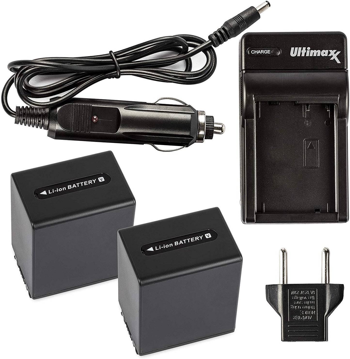 ULTIMAXX Travel Charger + 2x Replacement Battery for Sony FV100 - 4900 mah