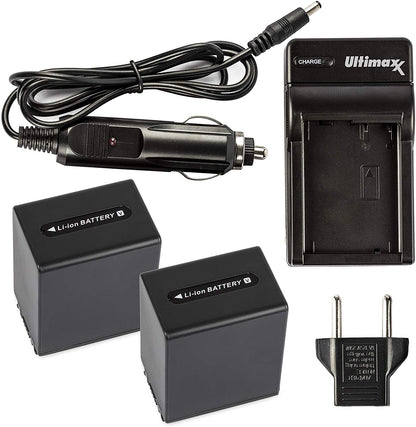 ULTIMAXX Travel Charger + 2x Replacement Battery for Sony FV100 - 4900 mah