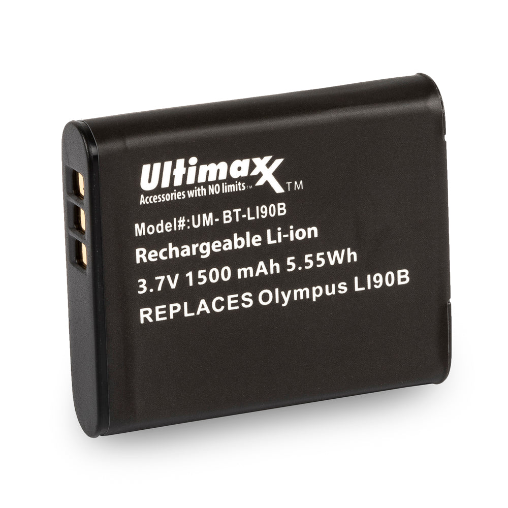 ULTIMAXX Travel Charger + Replacement battery for Olympus LI 90B (LI-90B) - 1500 mah