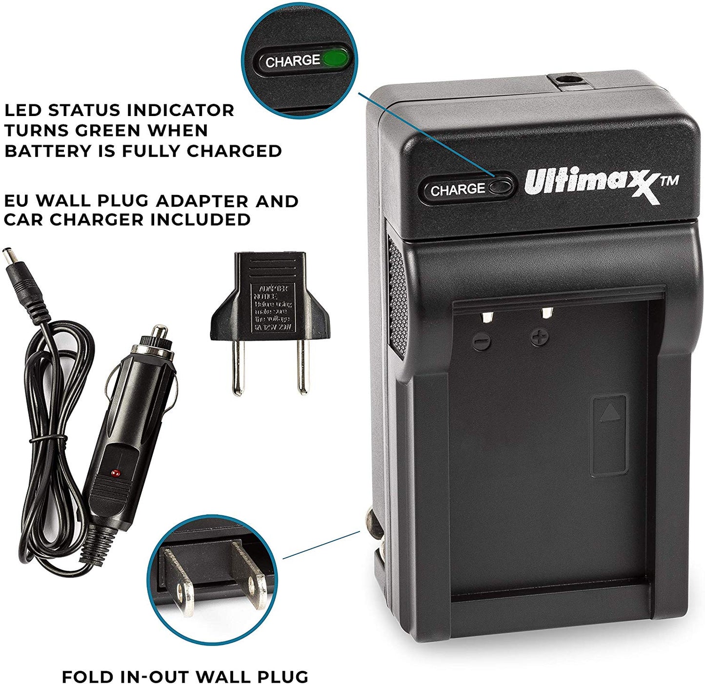 ULTIMAXX Travel Charger + Replacement battery for Olympus LI 90B (LI-90B) - 1500 mah