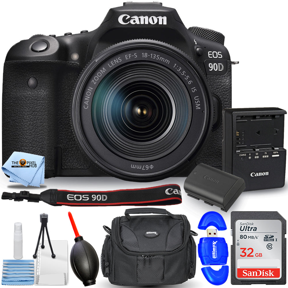 Canon EOS 90D DSLR Camera with 18-135mm f/3.5-5.6 IS USM Lens Bundle