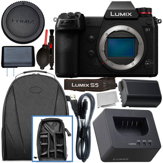 Panasonic Lumix DC-S5 Mirrorless Digital Camera (Body Only) with Starter Accessory Bundle – Includes: Manufacturer Accessories + Professional Backpack + Equipment Maintenance Tools