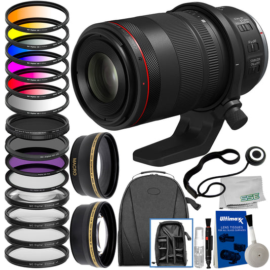 Canon RF 100mm f/2.8L Macro IS USM Lens with Deluxe Accessory Bundle: Variable Neutral Density Filter (ND2-ND400), 3PC UV Filter Kit, Wide-Angle Lens Filter with Detachable Macro & Much More