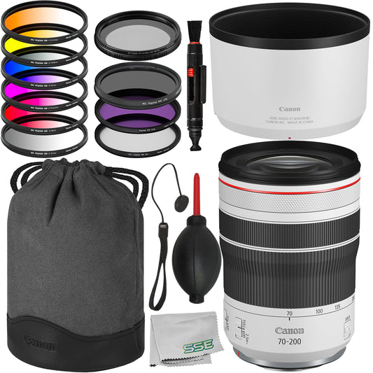 Canon RF 70-200mm f/4L IS USM Lens with Essential Accessory Bundle: 6PC Gradual Color Filter Kit, Variable Neutral Density Filter (ND2 - ND400), 3PC Multi-Coated UV Filter Kit & More