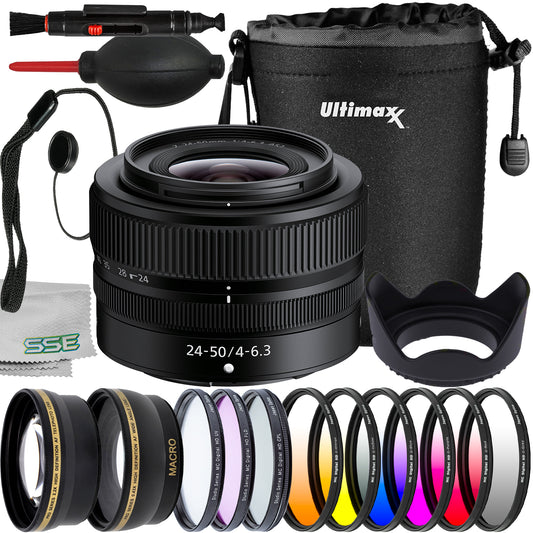 Nikon NIKKOR Z 24-50mm f/4-6.3 Lens with Essential Accessory Bundle: Water-Resistant Lens Pouch, 3PC Multi-Coated UV Filter (UV, CPL, FLD) & Much More (20pc Bundle)