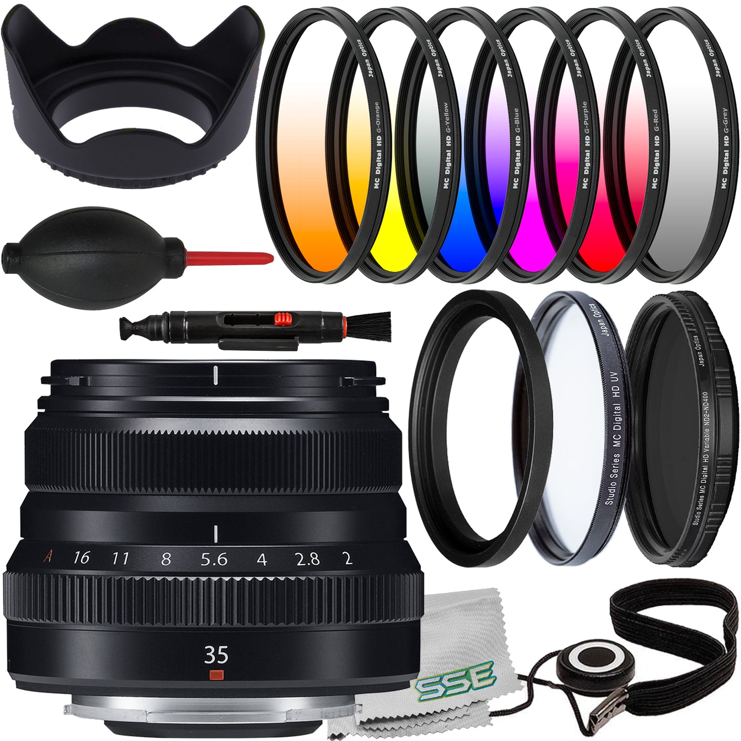 FUJIFILM XF 35mm f/2 R WR Lens (Black) with Essential Accessory Bundle: Protective Multi-Coated UV Filter, Variable Neutral Density Filter & More (19pc Bundle)