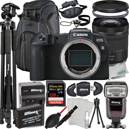 Canon EOS RP Mirrorless Digital Camera with RF 24-105mm f/4-7.1 IS STM Lens + Advanced Accessory Bundle: SanDisk 128GB Extreme Pro SDXC, Dedicated TTL Flash w/ LCD & Much More (26pc Bundle)