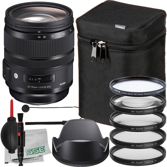 Ultimaxx Essential Accessory Bundle + Sigma 24-70mm f/2.8 DG OS HSM Art Lens for Nikon F + Manufacturer Accessories, Protective Multi-Coated UV Filter & More (14pc Bundle)