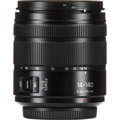 Ultimaxx Essential Accessory Bundle + Panasonic Lumix G Vario 14-140mm f/3.5-5.6 II ASPH. POWER O.I.S. Lens + Multi-Coated 3PC UV Filter Kit (UV, CPL, FLD) & More (18pc Bundle)