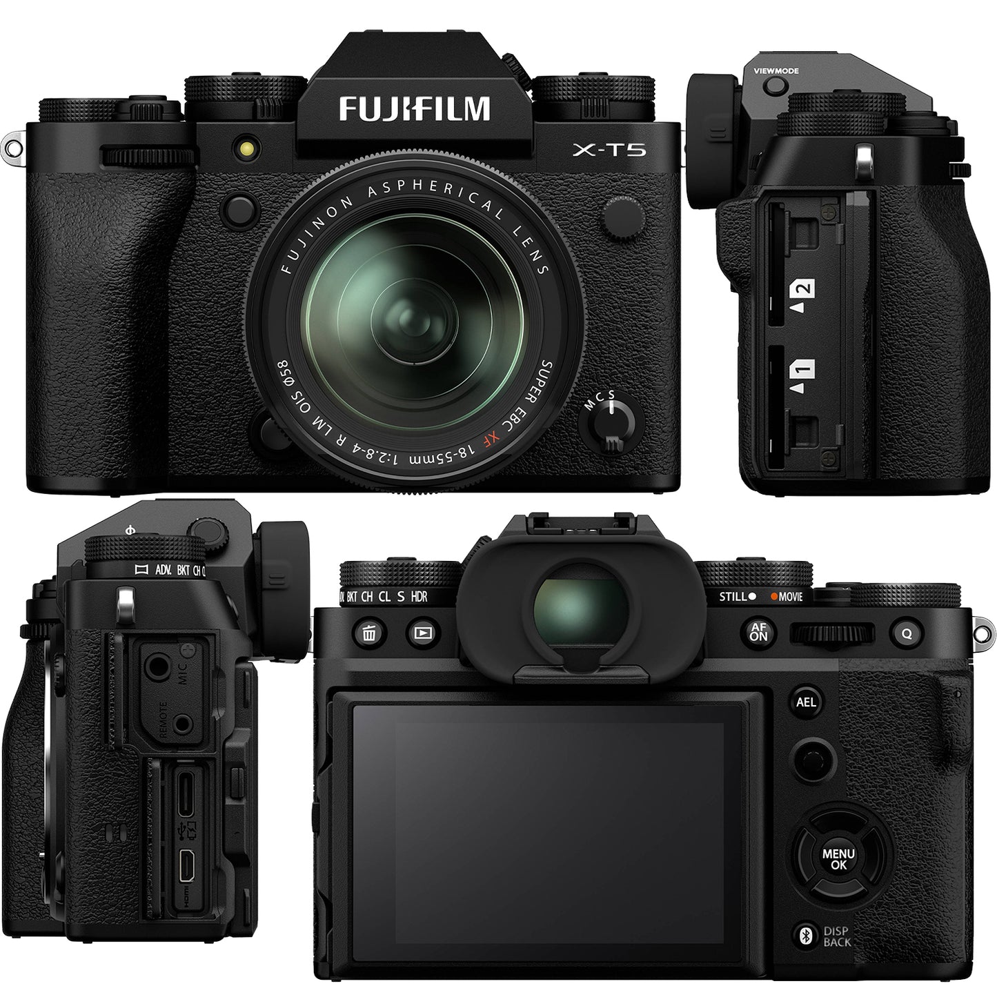 Ultimaxx Advanced FUJIFILM X-T5 with 18-55mm Lens (Black) Bundle - Includes: 128GB Extreme Memory Card, Universal Speedlite, 2x Replacement Batteries & Much More (35pc Bundle)