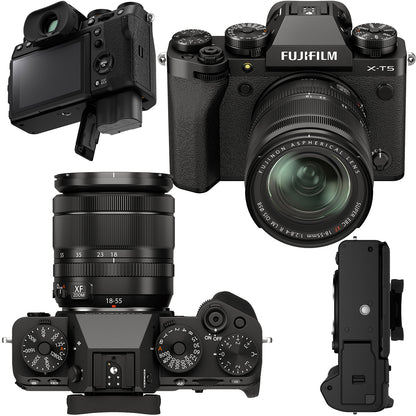 Ultimaxx Advanced FUJIFILM X-T5 with 18-55mm Lens (Black) Bundle - Includes: 128GB Extreme Memory Card, Universal Speedlite, 2x Replacement Batteries & Much More (35pc Bundle)