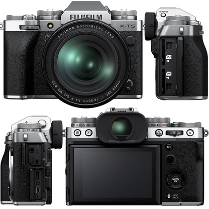 Ultimaxx Essential FUJIFILM X-T5 with 16-80mm Lens (Silver) Bundle - Includes: 32GB Extreme Pro Memory Card, Replacement Battery, Protective UV Filter & More (24pc Bundle)
