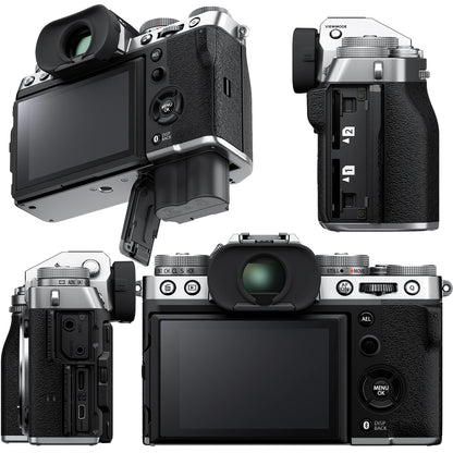 FUJIFILM X-T5 (Silver, Body Only) Essential  Bundle - Includes: 32GB Extreme Pro Memory Card, Water-Resistant Gadget Bag, Replacement Battery & More (20pc Bundle)