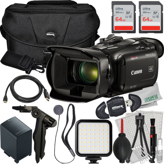 Canon HF G70 Essential Camcorder Bundle - Includes: 2x 64GB Ultra Memory Cards, Spare Battery, Ultra-Bright LED Light Kit, Tabletop 6.5” Tripod & More (21pc Bundle)