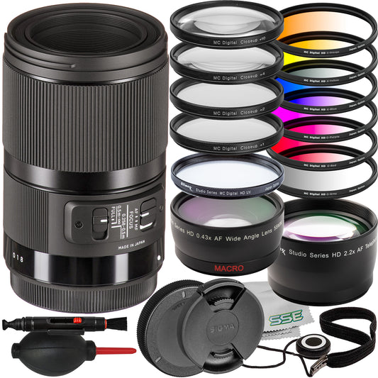 Ultimaxx Advanced Sigma 70mm f/2.8 Macro Art Lens Bundle (EF-Mount) - Includes: 0.43x Wide-Angle Lens Attachment, 6PC Gradual Color Filter Kit & Much More (22pc Bundle)