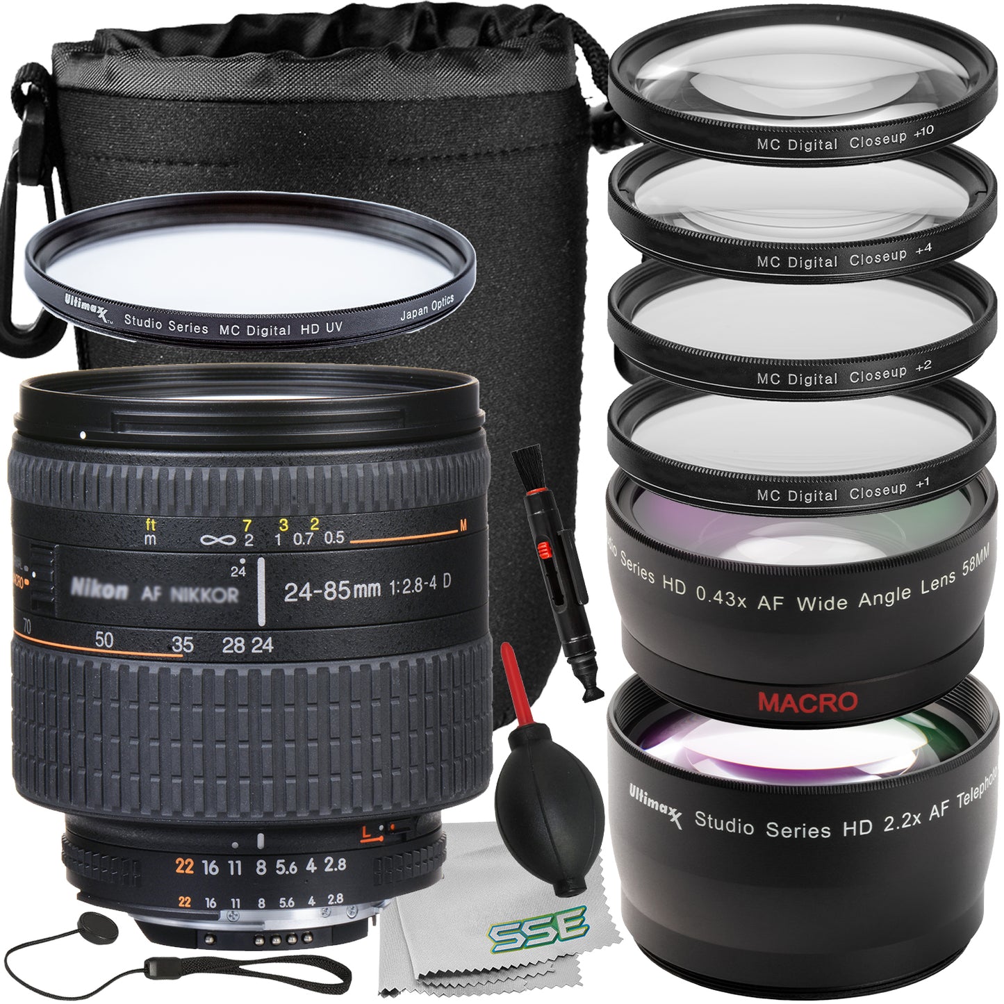 Ultimaxx Advanced Nikon AF 24-85mm f/2.8-4D IF Lens Bundle - Includes: Water-Resistant Lens Pouch, 2.2x Telephoto Zoom Lens Attachment, Protective UV Filter & More (16pc Bundle)