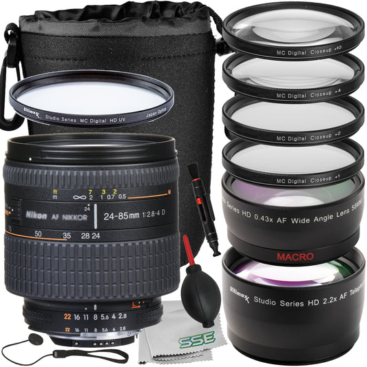 Ultimaxx Advanced Nikon AF 24-85mm f/2.8-4D IF Lens Bundle - Includes: Water-Resistant Lens Pouch, 2.2x Telephoto Zoom Lens Attachment, Protective UV Filter & More (16pc Bundle)