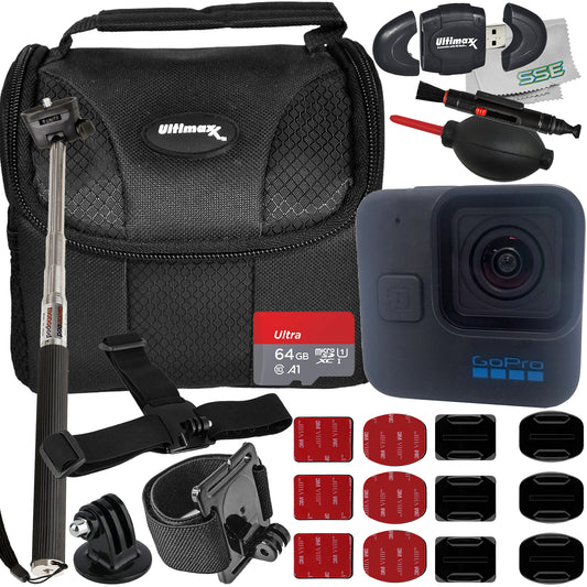 Ultimaxx Starter GoPro HERO11 Black Mini Bundle - Includes: 64GB Ultra MicroSDXC, Wrist & Head Straps with Action Camera Mounts, Water-Resistant Gadget Bag & More (15pc Bundle)
